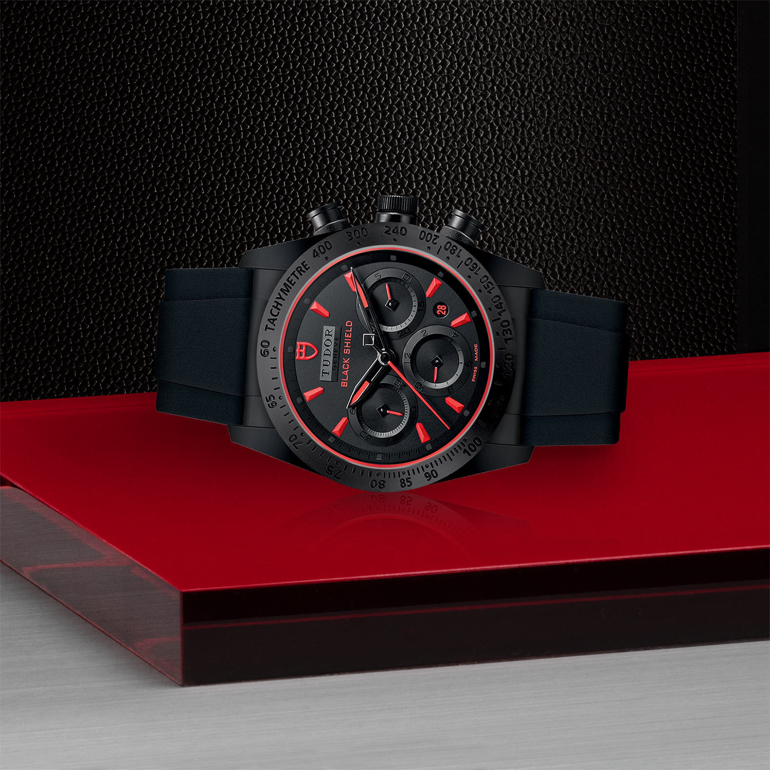 Tudor black sale shield rubber strap