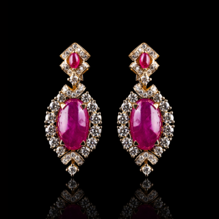 Rubinia , Earrings with burmese ruby and diamonds&nbsp;