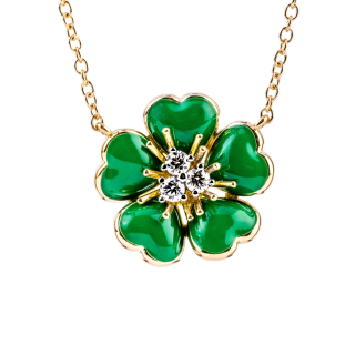 Petit Fleurs , Ring with diamonds and enamel