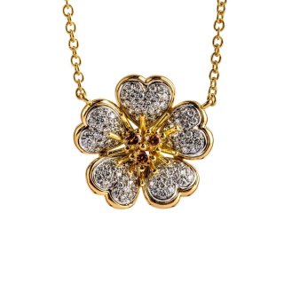 Petit Fleurs , Necklace with diamonds and enamel
