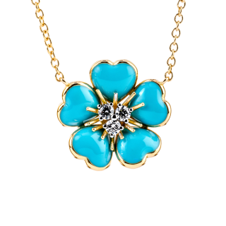Petit Fleurs , Ring with diamonds and enamel