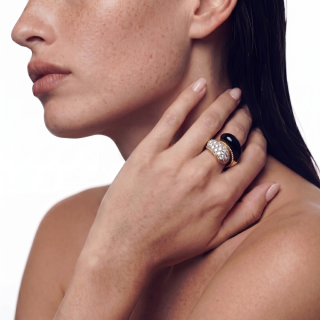 Gold rings featuring Hard stone and diamond ring worn