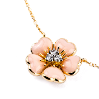 Petit Fleurs , Ring with diamonds and enamel