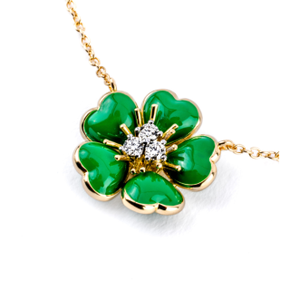 Petit Fleurs , Ring with diamonds and enamel