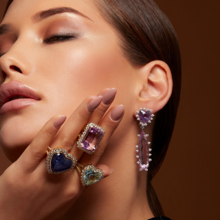 Elsa, Coloured gem and diamond earrings