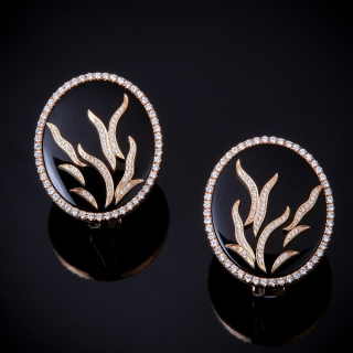 Anemone , Hard stone and diamond earrings