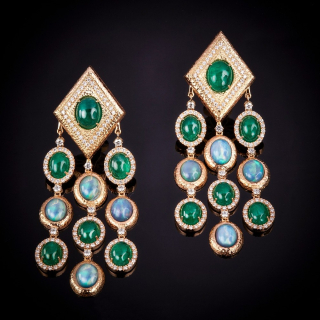Fiordaliso , Gem coloured, hard stone and diamond earrings