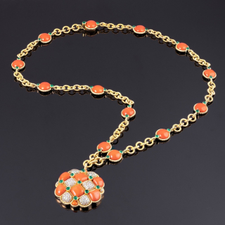Capitonné, Coloured gem, hard stone and diamond necklace