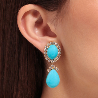 Cleopatra, Hard stone and diamond earrings