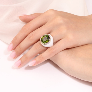 Ciclamino, Coloured gem, diamond and inlay
ring