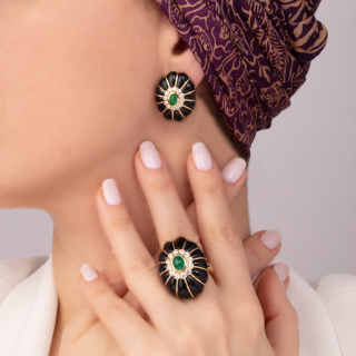 Bon Bon, Hard stone, coloured gem and diamond earrings