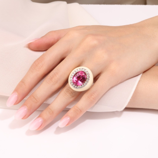 Ciclamino, Coloured gem, diamond and inlay ring