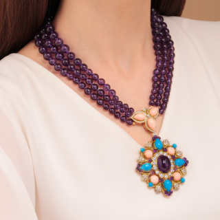 Lucrezia, Hard stone, coloured gem and diamond necklace