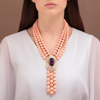 Rita, Hard stone, coloured gem and diamond necklace