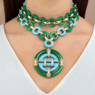 Oriente, Hard stone and diamond necklace