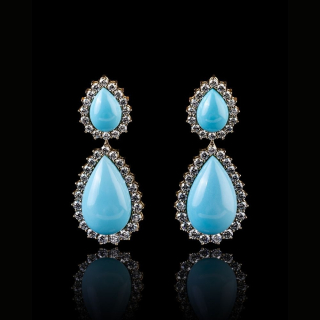 Frida, Hard stone and diamond earrings