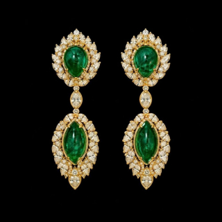 Cecilia, Earrings with emeralds and diamonds