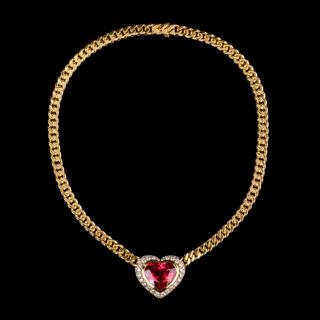 Aurora, Gold, rubellite and diamonds necklace.