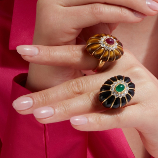 Bon Bon, Hard stone,coloured and diamond ring