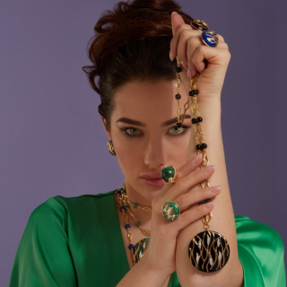 Fiamma, Hard stone and diamond necklace