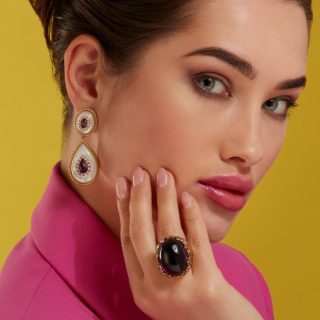 Goccia di Mare, Hard stone, coloured gem and diamond earrings