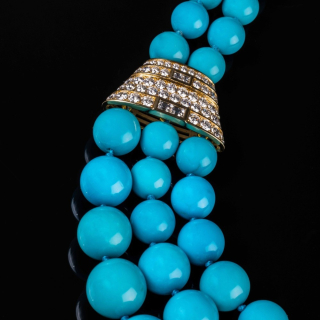 Egizia, Natural turquoises and diamonds necklace