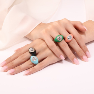 Arcobaleno, Diamond and inlay ring