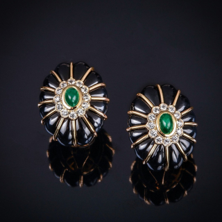 Bon Bon, Hard stone, coloured gem and diamond earrings