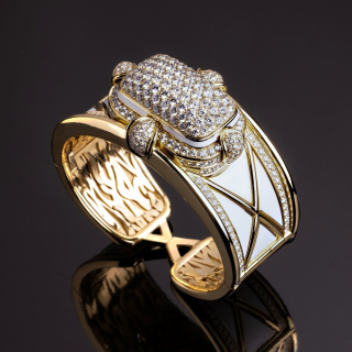 Clelia, Gold, diamond and inlay bracelet