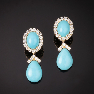 Cleopatra, Hard stone and diamond earrings