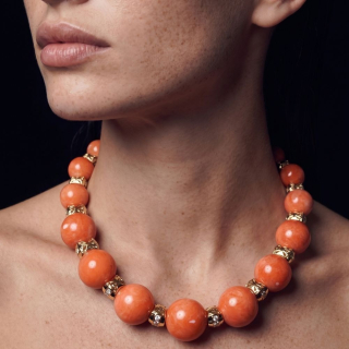 Dorian, Hard stone and diamond necklace