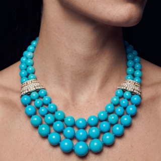 Egizia, Natural turquoises and diamonds necklace