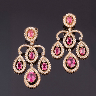 Domiziana, Coloured gem and diamond earrings