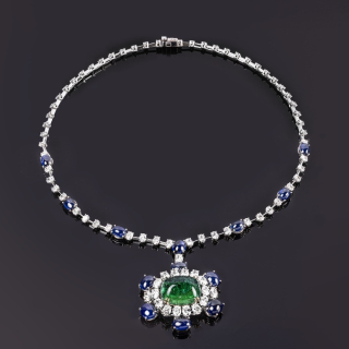 Impero , Emeralds, sapphires and diamonds necklace