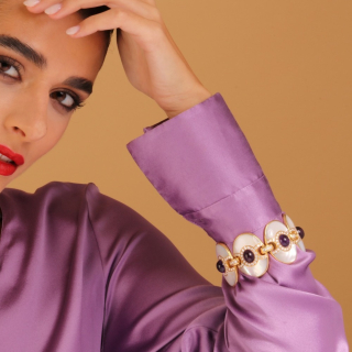 Goccia Di Mare, Coloured gem, diamond and inlay bracelet