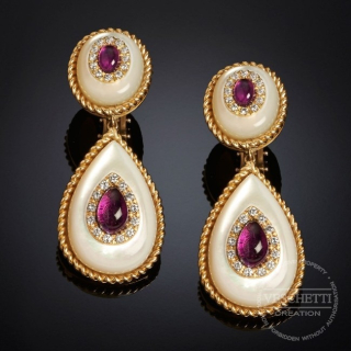 Goccia di Mare, Hard stone, coloured gem and diamond earrings