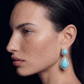 Frida, Hard stone and diamond earrings