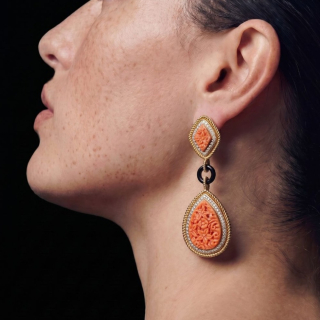 Medea, Hard stone and diamond earrings