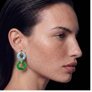 Oriente, Hard stone and diamond earrings