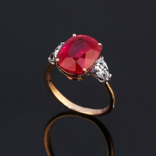 Red Fire, Burmese ruby and diamond ring