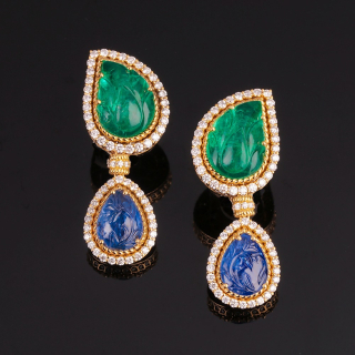 Rugiada, Coloured gem and diamond earrings