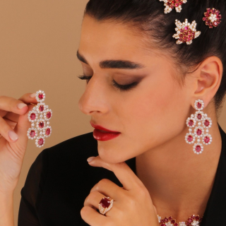 Callas, Burmese cushion ruby and diamond ring