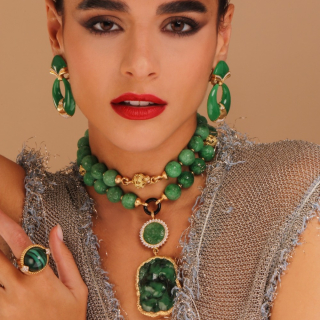 Roma, Hard stone and diamond necklace