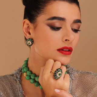 Bon Bon, Hard stone, coloured gem and diamond earrings