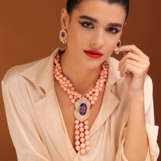  Eleonora, Hard stone, coloured gem and diamond earrings