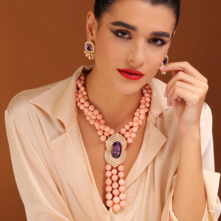 Rita, Hard stone, coloured gem and diamond necklace