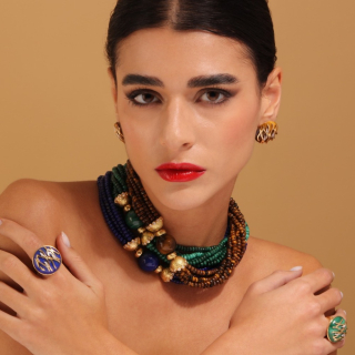 Fiamma, Hard stone and diamond earrings