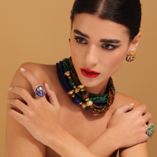 Clotilde, Gold and hard stone necklace