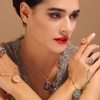 Fiamma, Hard stone and diamond necklace