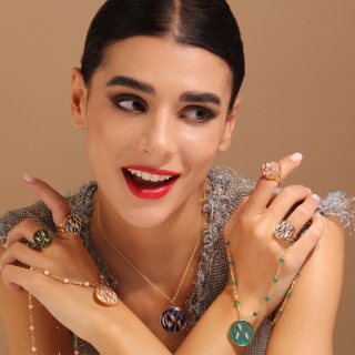 Fiammetta, Hard stone and diamond necklace